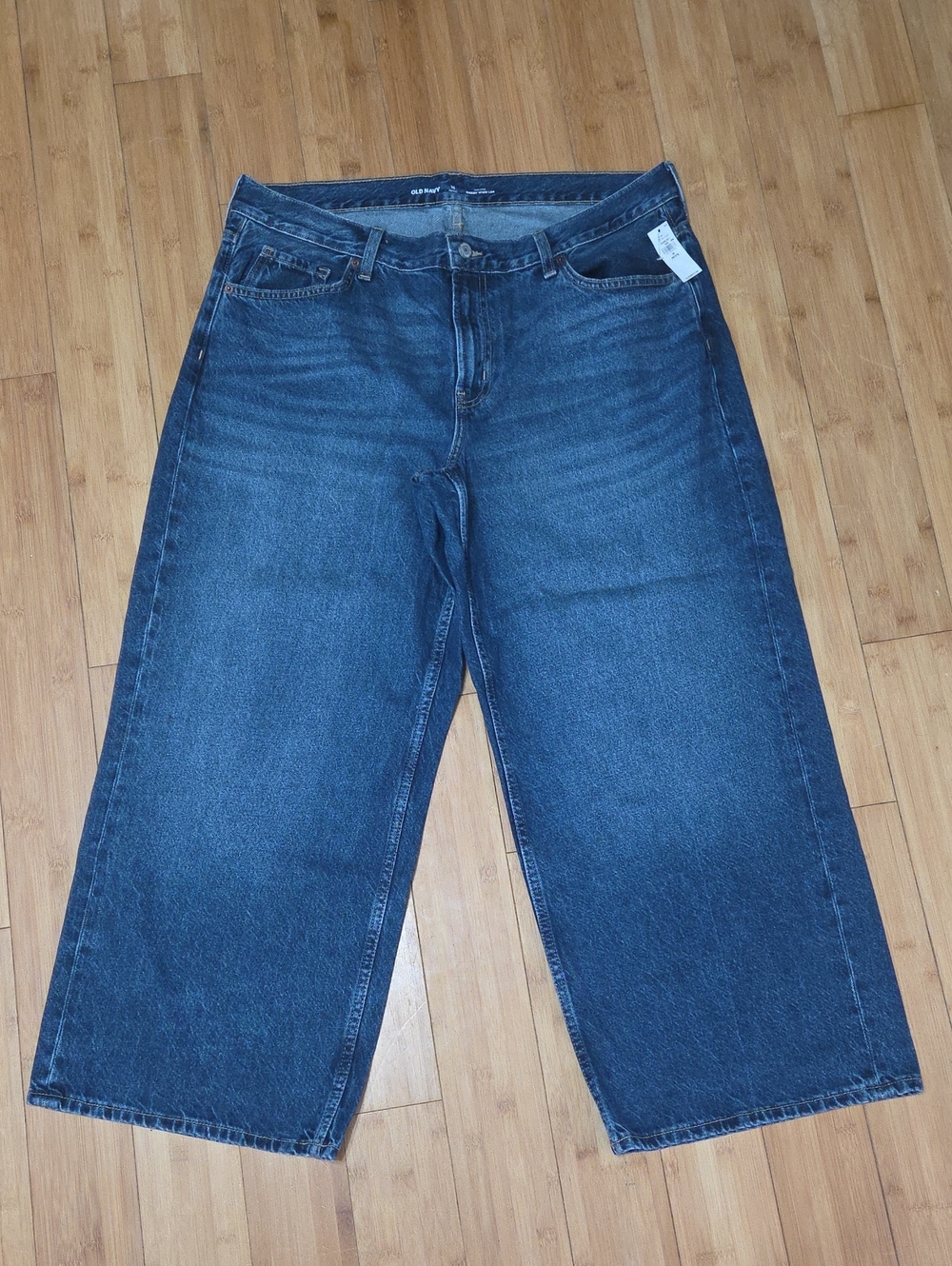 NWT Old Navy 16 Petite Baggy Midrise Wid Leg Jeans - Med To Dark Blue Denim